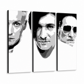 Ručne maľovaný POP Art obraz Die Ärzte – 3D vizualizácia ručne maľovaného plátna na bielom pozadí. Dominantné farby: čierna, biela, sivá.