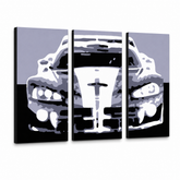 Ručne maľovaný POP Art obraz Dodge Viper GTS – 3D vizualizácia ručne maľovaného plátna na bielom pozadí. Dominantné farby: čierna, sivá, biela.