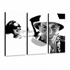Ručne maľovaný POP Art obraz Fear and Loathing in Las Vegas – 3D vizualizácia ručne maľovaného plátna na bielom pozadí. Dominantné farby: čierna, biela, šedá.