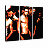 Ručne maľovaný POP Art obraz Fight Club – 3D vizualizácia ručne maľovaného plátna na bielom pozadí. Dominantné farby: čierna, oranžová, biela.