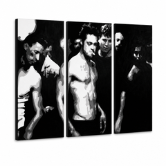 Ručne maľovaný POP Art obraz Fight Club – 3D vizualizácia ručne maľovaného plátna na bielom pozadí. Dominantné farby: čierna, biela, sivá.