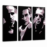Ručne maľovaný POP Art obraz GODFATHER – 3D vizualizácia ručne maľovaného plátna na bielom pozadí. Dominantné farby: čierna, ružová, biela.