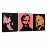 Ručne maľovaný POP Art obraz Herbert Grônemeyer – 3D vizualizácia ručne maľovaného plátna na bielom pozadí. Dominantné farby: čierna, ružová, oranžová.