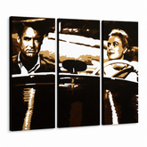 Ručne maľovaný POP Art obraz James Bond – 3D vizualizácia ručne maľovaného plátna na bielom pozadí. Dominantné farby: čierna, hnedá, biela.