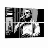 Ručne maľovaný POP Art obraz Marlon Brando – 3D vizualizácia ručne maľovaného plátna na bielom pozadí. Dominantné farby: čierna, biela, sivá.