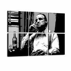 Ručne maľovaný POP Art obraz Marlon Brando – 3D vizualizácia ručne maľovaného plátna na bielom pozadí. Dominantné farby: čierna, biela, sivá.