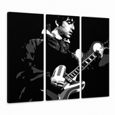 Ručne maľovaný POP Art obraz Oasis – 3D vizualizácia ručne maľovaného plátna na bielom pozadí. Dominantné farby: čierna, sivá, biela, strieborná.
