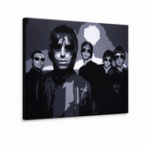 Ručne maľovaný POP Art obraz Oasis – 3D vizualizácia ručne maľovaného plátna na bielom pozadí. Dominantné farby: čierna, sivá, biela.