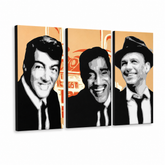 Ručne maľovaný POP Art obraz Rat Pack – 3D vizualizácia ručne maľovaného plátna na bielom pozadí. Dominantné farby: čierna, biela, oranžová.