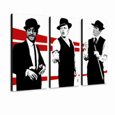 Ručne maľovaný POP Art obraz Rat Pack – 3D vizualizácia ručne maľovaného plátna na bielom pozadí. Dominantné farby: čierna, biela, červená.
