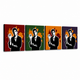 Ručne maľovaný POP Art obraz Scarface - AL PACINO – 3D vizualizácia ručne maľovaného plátna na bielom pozadí. Dominantné farby: čierna, oranžová, červená, zelená, fialová.