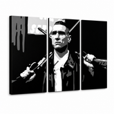 Ručne maľovaný POP Art obraz Stock Lock – 3D vizualizácia ručne maľovaného plátna na bielom pozadí. Dominantné farby: čierna, biela, sivá.