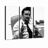 Ručne maľovaný POP Art obraz The Office – 3D vizualizácia ručne maľovaného plátna na bielom pozadí. Dominantné farby: čierna, biela, sivá.
