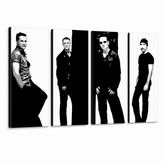 Ručne maľovaný POP Art obraz U2 in Black – 3D vizualizácia ručne maľovaného plátna na bielom pozadí. Dominantné farby: čierna, biela, šedá.