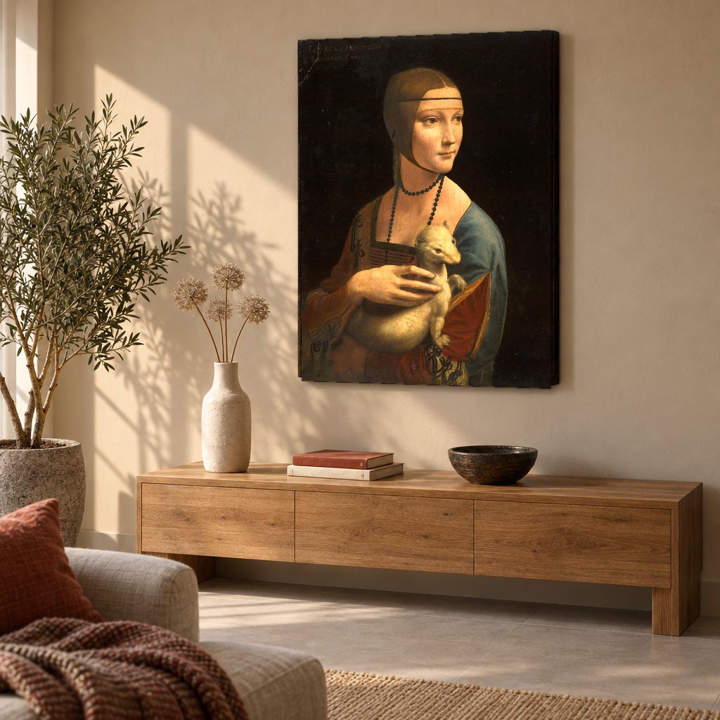 Obraz Dáma s hranostajom – Leonardo da Vinci na plátne v obývačke