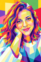 Pop-art obraz ženy z fotky v štýle Dan Johannson