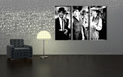 Pop art obraz na plátne s motívom Rat Pack, príroda v bielo-červených odtieňoch zavesený v interiéri obývačky, nostalgická atmosféra, hudobná história – interiér, pohľad 3