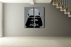 Ručne maľovaný obraz s motívom STAR WARS v čierno-bielych odtieňoch | Ručne maľovaný POP Art obraz STAR WARS, popkultúra a ikonografia – náhľad