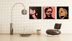 Pop art obraz na plátne s motívom Herbert Grônemeyer, príroda v ružovo-čiernych odtieňoch zavesený v interiéri obývačky, odvážna atmosféra | Ručne maľovaný POP Art obraz Herbert Grônemeyer – interiér