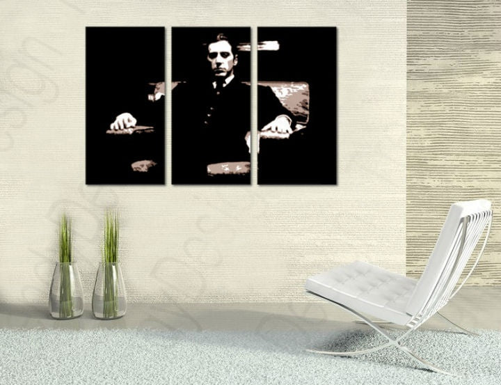 Pop art obraz s motívom GODFATHER, muž v obleku, automobil v čiernych odtieňoch | Ručne maľovaný POP Art obraz GODFATHER, filmový svet a sláva – náhľad