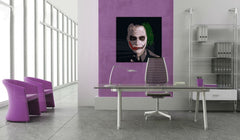 Pop art obraz s motívom JOKER, mapa v fialovo-sivých odtieňoch | Ručne maľovaný POP Art obraz JOKER, nástenná dekorácia – náhľad