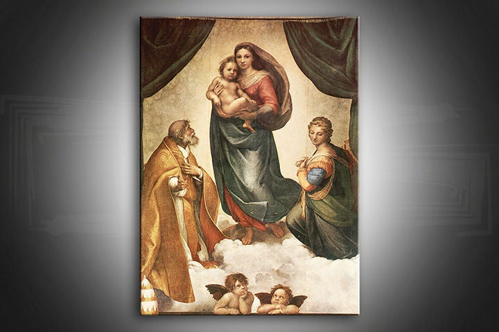Renesančný obraz s motívom Sixtínská Madona – Raffaello Santi, klasické dielo, náboženské umenie | Obraz na plátne Sixtínská Madona – Raffaello Santi – náhľad