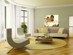 Pop art obraz na plátne s motívom AL PACINO, automobil, príroda v béžovo-krémových odtieňoch zavesený v interiéri obývačky, sila a moc a nostalgia – interiér