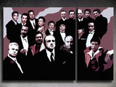 Pop art obraz na plátne s motívom The MAFIA Family, automobil v bielo-čiernych odtieňoch, dramatická atmosféra, rodina a sila a moc, vhodný do obývačky – hlavný