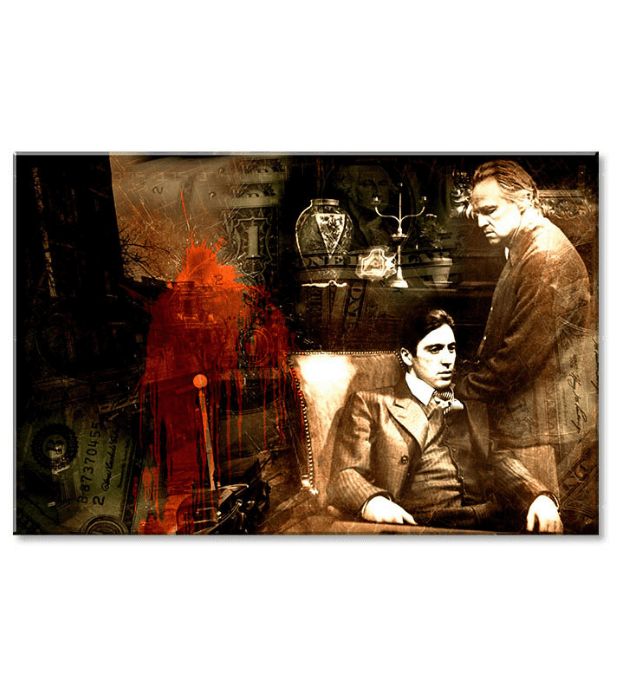 Moderný obraz s motívom The Godfather v hnedo-červených odtieňoch | Najväčší MAFIÁNI na plátne - The Godfather – náhľad