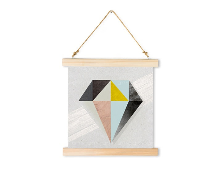 Geometrický obraz s motívom Shade or Boundary, diamant, detský motív v modro-ružových odtieňoch | Závesné plátno na stenu Shade or Boundary, luxusný dojem a elegancia – náhľad