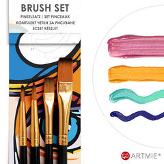 Set de 4 pinceaux synthétiques ARTMiE, plats et ronds
