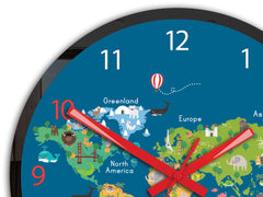 Detské nástenné hodiny Mapa sveta