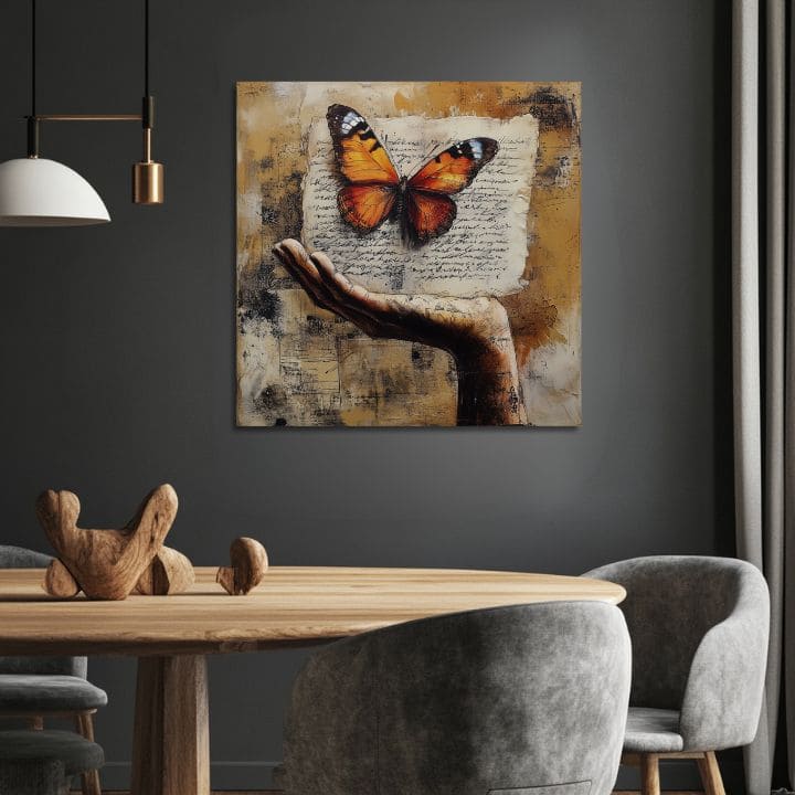Vintage Obraz Motýľa - Príbeh lásky