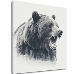 Obraz na plátne Medveď v hmle - motív lesa