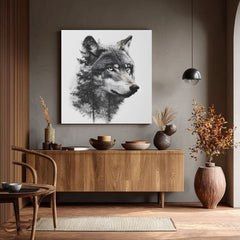 Obraz na plátne Vlčí pohľad - moderný čiernobiely motív