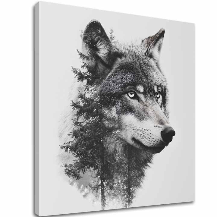 Obraz na plátne Vlčí pohľad - moderný čiernobiely motív