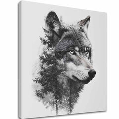 Obraz na plátne Vlčí pohľad - moderný čiernobiely motív