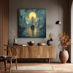 Obraz na plátne Loď pri Splne - Epická Scéna