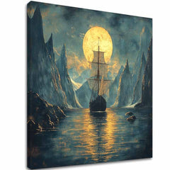 Obraz na plátne Loď pri Splne - Epická Scéna