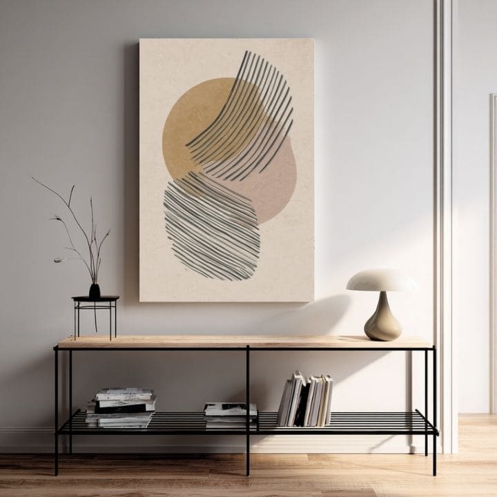 Obraz na plátne Abstraktné Kruhy - Béžovo-zlatý Dizajn