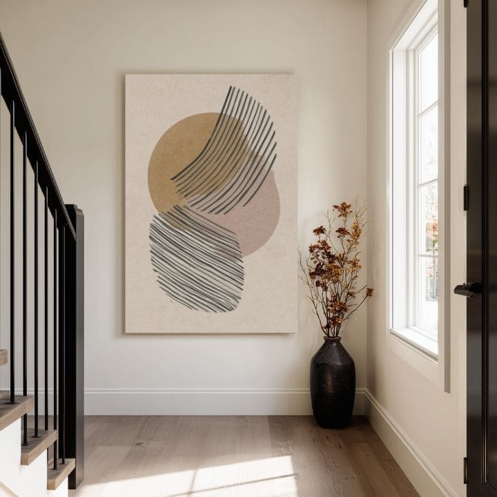 Obraz na plátne Abstraktné Kruhy - Béžovo-zlatý Dizajn