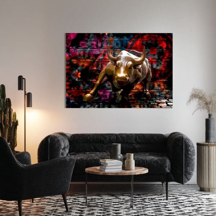 Obraz na plátne Zlatý Býk - Symbol Sily a Prosperity