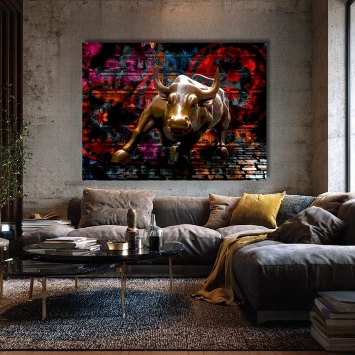 Obraz na plátne Zlatý Býk - Symbol Sily a Prosperity