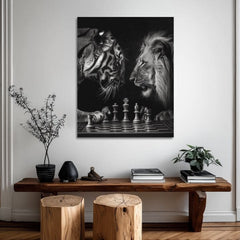 Obraz na plátne Lev a Tiger - Šachová Stratégia