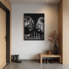 Obraz na plátne Lev a Tiger - Šachová Stratégia