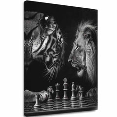 Obraz na plátne Lev a Tiger - Šachová Stratégia