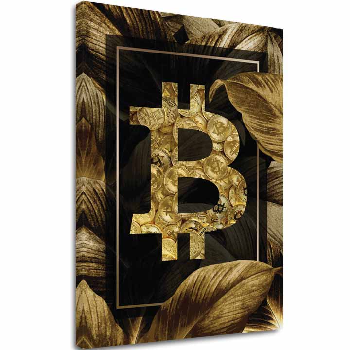 Obraz na plátne Zlatý Bitcoin - Moderný Kryptomotív