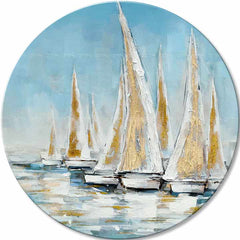 Okrúhly maľovaný obraz Zlaté pobrežie | rôzne rozmery | rôzne rozmery