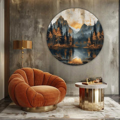 Okrúhle obrazy s akrylom Súmrak v tichom údolí | rôzne rozmery | rôzne rozmery