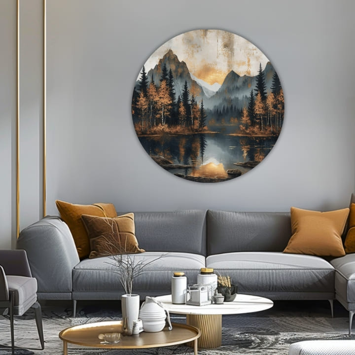 Okrúhle obrazy s akrylom Súmrak v tichom údolí | rôzne rozmery | rôzne rozmery
